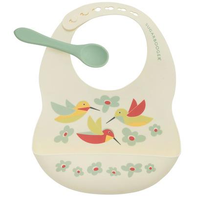 Sugarbooger Fresh & Messy Silicone Bib & Spoon Set Hummingbird