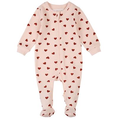 petit lem Knit Footed Sleeper Light Pink Hearts