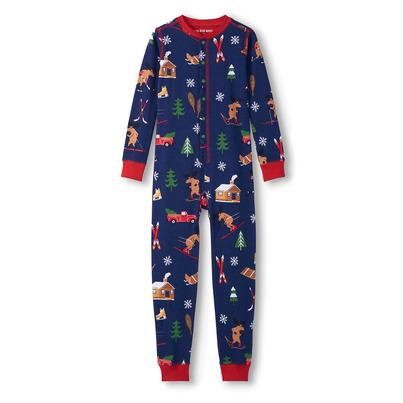 Hatley Little Blue House Union Suit Winter Cabin
