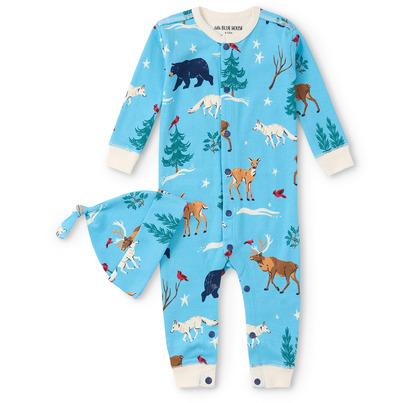 Hatley Little Blue House Baby Coverall & Hat Set Winter Wonderland