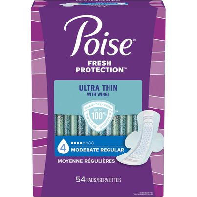 Poise Ultra Thin Incontinence Pads with Wings Moderate Absorbency