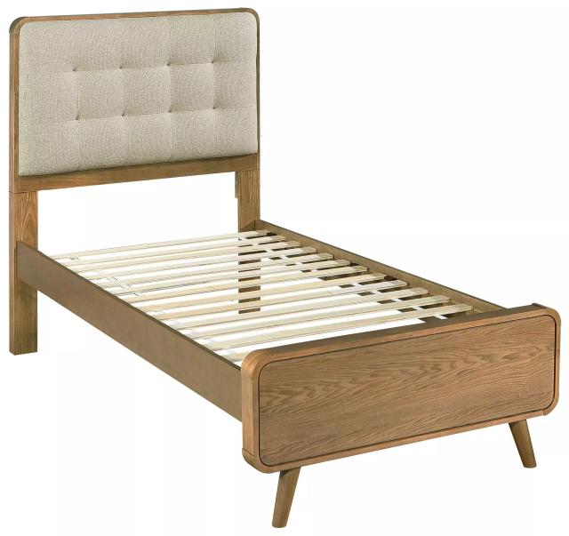 Robyn Light Ash Twin Upholstered Low Profile Platform Bed