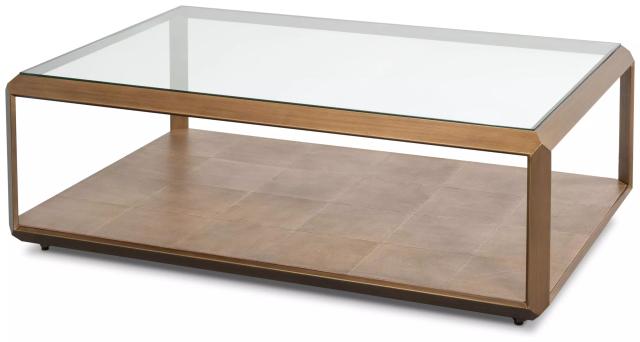 Gilbert Tawny Brown Shagreen And Antique Brass Cocktail Table