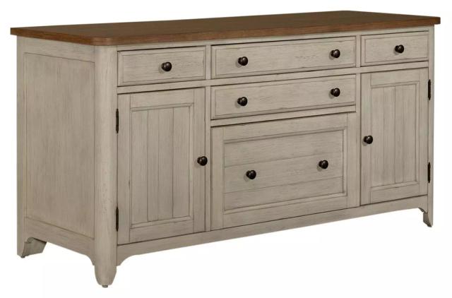 Rustic Haven Reimagined Antique White And Chestnut Door Credenza