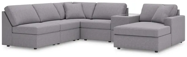 Modmax Granite Performance Fabric 6 Piece Modular Sectional with RAF Chaise and Storage Console