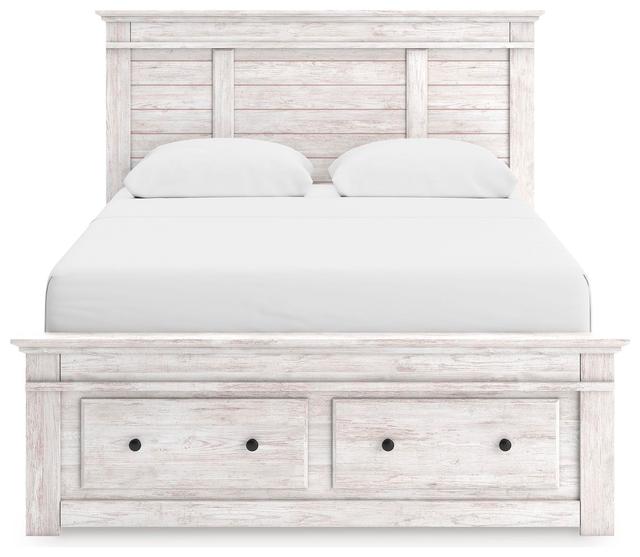 Allihauser Whitewash Queen Panel Bed with Storage Footboard