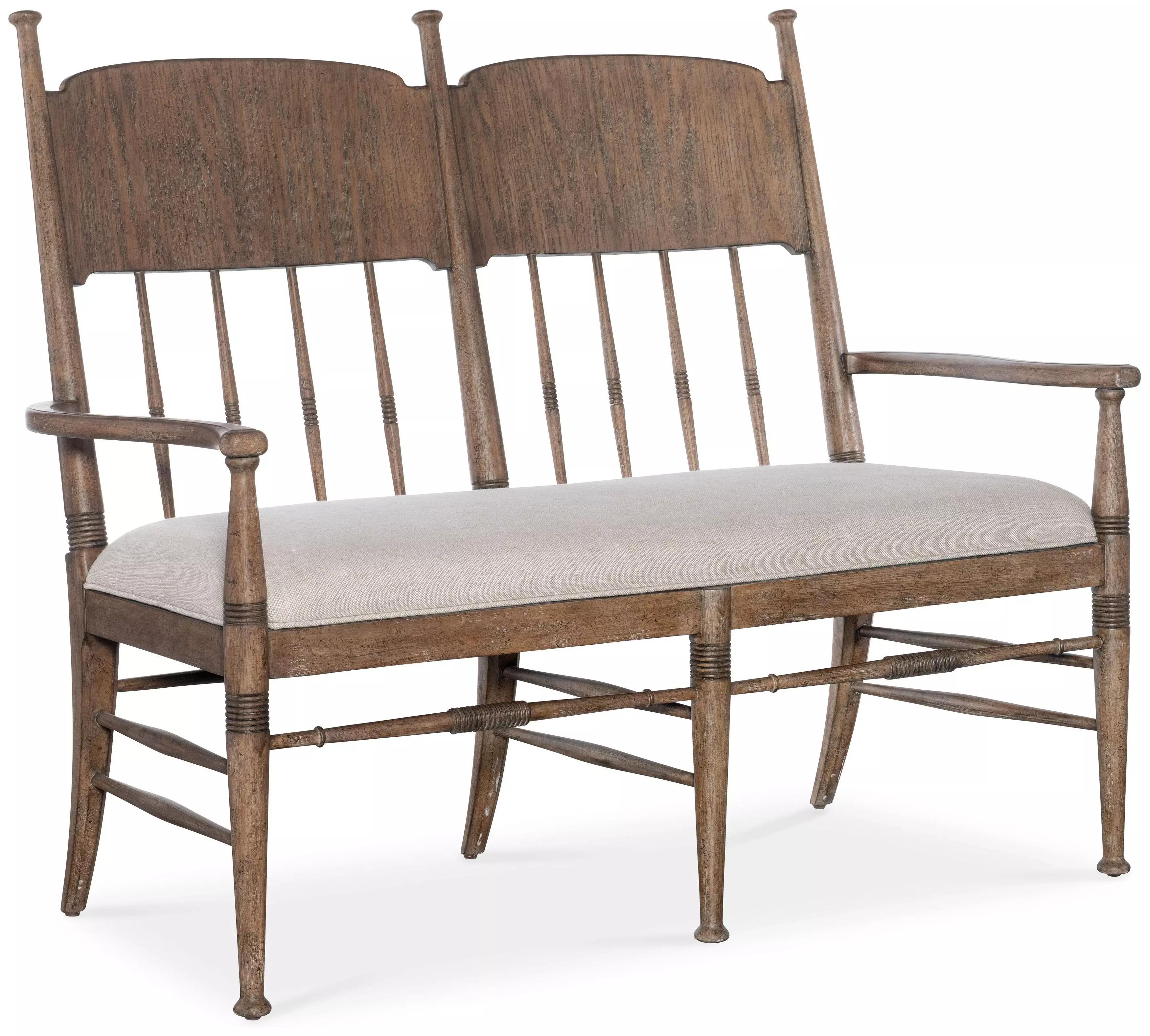 Americana Beige Dining Bench With Brown Frame