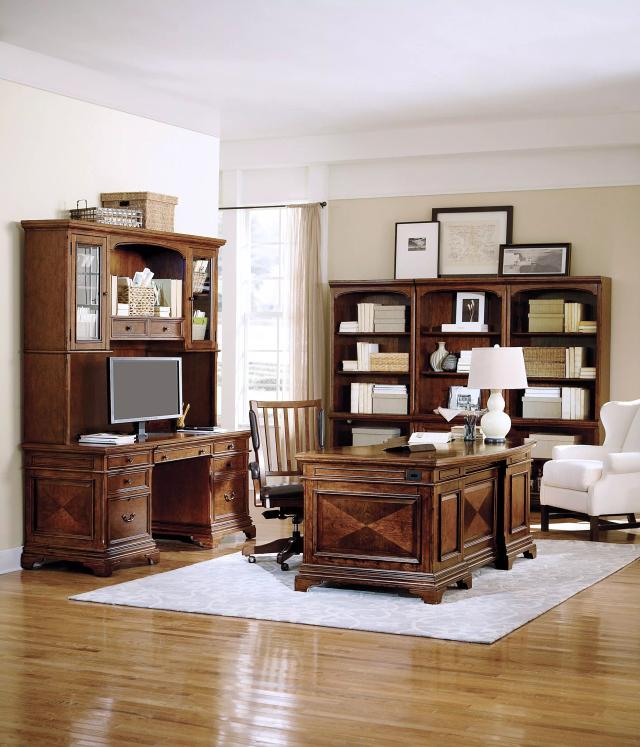 Hawthorne Carmel Brown 66" Curved Executive Home Office Set