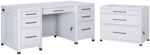 Norah Simply White 68" Executive Home Office Set with USB Charging
