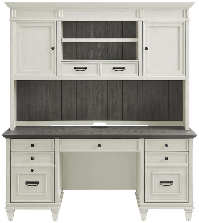 Hartford Antique White And Gray Credenza with Hutch