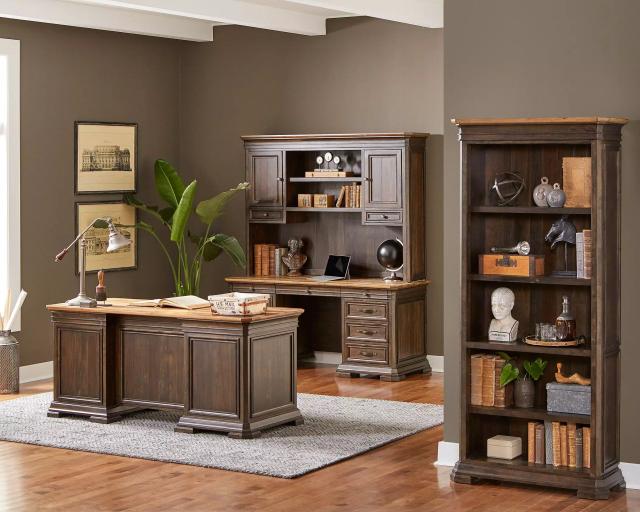 Sonoma Brown Double Pedestal Executive Home Office Set