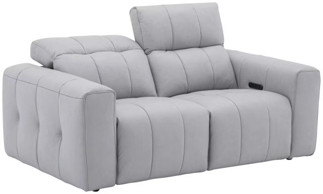 Prescott Light Gray Leather Loveseat