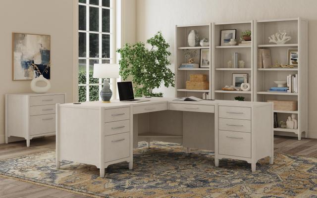 Towne White Double Pedestal L Shape Home Office Set