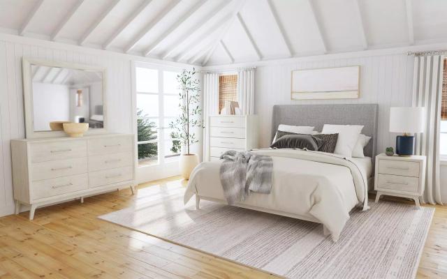 Clare Grey And Almond Upholstered Panel Bedroom Set