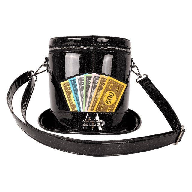 Monopoly 90th Anniversary Top Hat Glitter Figural Crossbody Bag | Officially Licensed | Vegan Leather | Loungefly