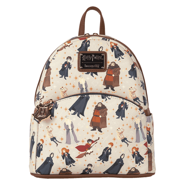 Harry Potter Hogwarts All-Over Print Mini Backpack | Officially Licensed | Plastic/Vegan Leather | Loungefly