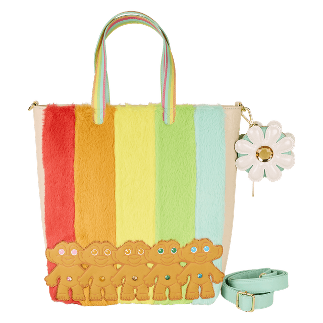 Classic Trolls Plush Glitter Tote Crossbody Bag with Coin Bag | Officially Licensed | Plastic | Loungefly