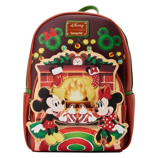 Mickey & Minnie Mouse Hot Cocoa Fireplace Mini Backpack | Officially Licensed | Plastic/Vegan Leather | Loungefly