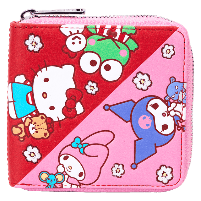 Sanrio Hello Kitty & Friends Color Block Zip Around Wallet | Officially Licensed | Plastic/Vegan Leather | Loungefly