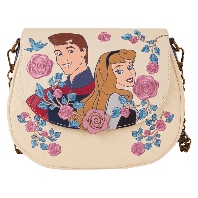 Sleeping Beauty Princess Aurora & Prince Phillip Floral Crossbody Bag | Officially Licensed | Cotton | Loungefly