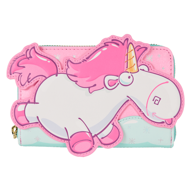 Minions Fluffy Unicorn Rainbow Glitter Zip Around Wallet | Officially Licensed | Plastic | Loungefly