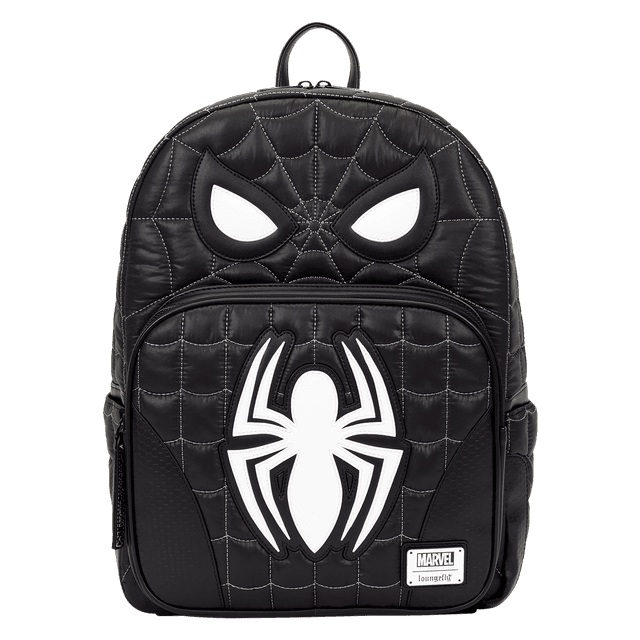 Spider-Man Black & White Suit Cosplay Quilted Full-Size Backpack | Officially Licensed | Plastic/Silicone/Rubber | Loungefly
