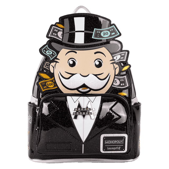 Monopoly 90th Anniversary Pennybags Glitter Cosplay Mini Backpack | Officially Licensed | Plastic/Vegan Leather | Loungefly