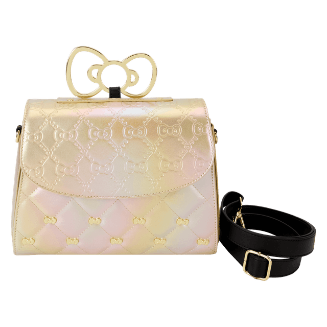 Sanrio Hello Kitty 50th Anniversary Metallic Gold Crossbody Bag | Officially Licensed | Plastic/Vegan Leather | Loungefly