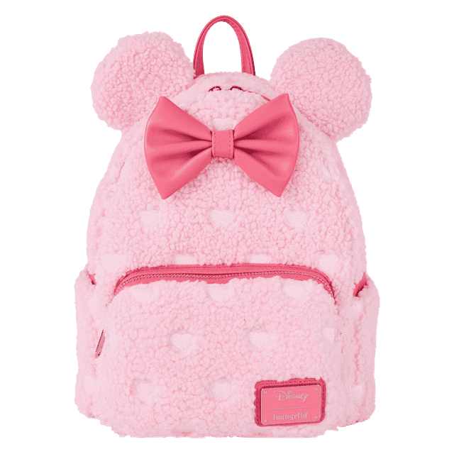 Minnie Mouse Exclusive Hearts Strawberry Scented Sherpa Mini Backpack | Officially Licensed | Loungefly