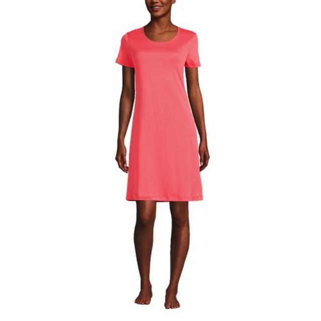 Supima Nightdress, Knee Length, Women, size: 16-18, regular, Pink, Cotton, by Lands' End
