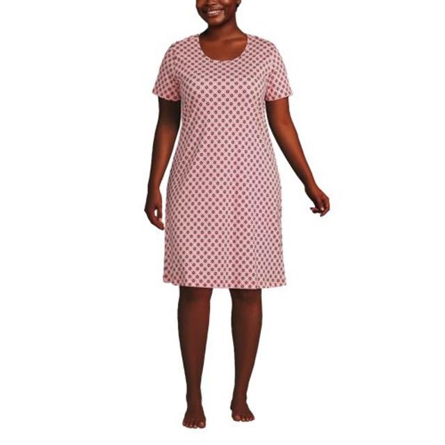 Supima Nightdress, Knee Length, Women, size: 28-30, plus, Pink, Cotton, by Lands' End