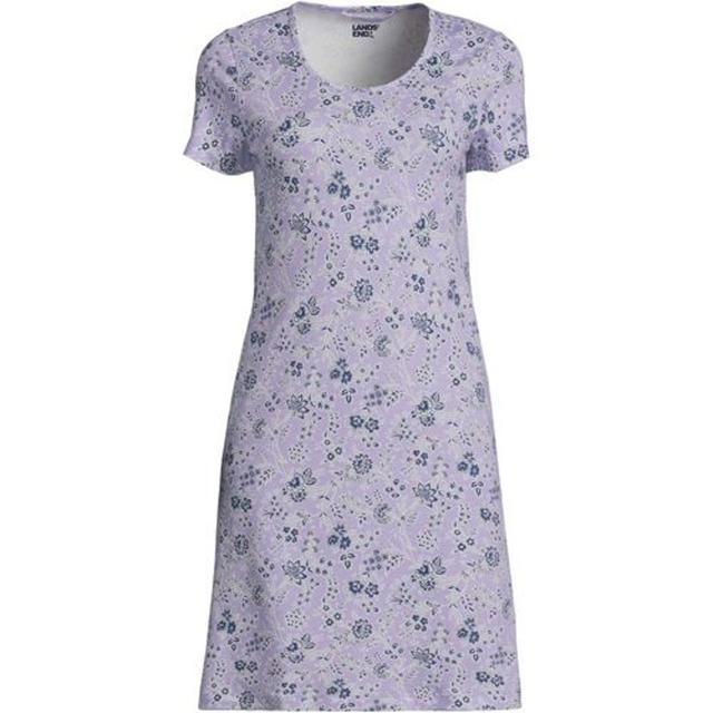 Short Sleeve Cotton Nightdress, Knee Length, Women, size: 16-18, regular, Purple, Cotton, by Lands' End