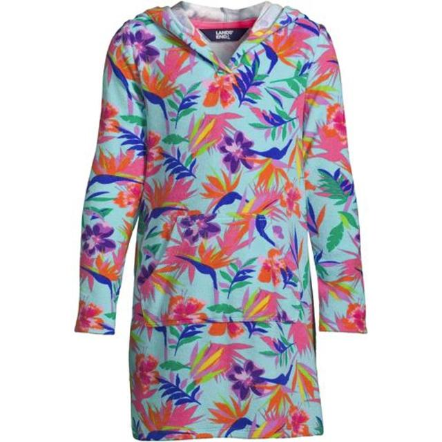 Hooded Terry Cover Up, Kids, size: 4-5 yrs, regular, Blue, Cotton-blend/Poly-blend, by Lands' End