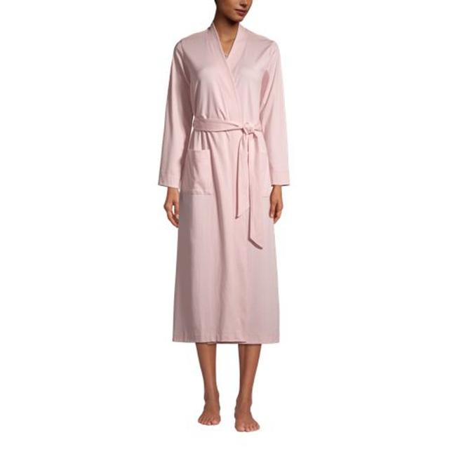 Supima Dressing Gown, Women, size: 10-12, petite, Pink, Cotton, by Lands' End