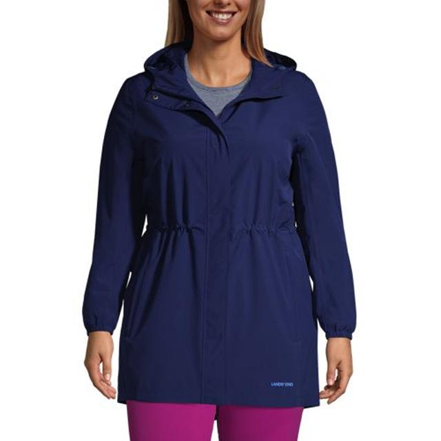 Packable Raincoat, Women, size: 24-26, plus, Blue, Polyester, by Lands' End
