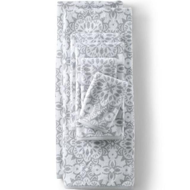 Jacquard Supima Cotton Towels - set of 6, Women, size: one size, regular, Grey, Cotton, by Lands' End