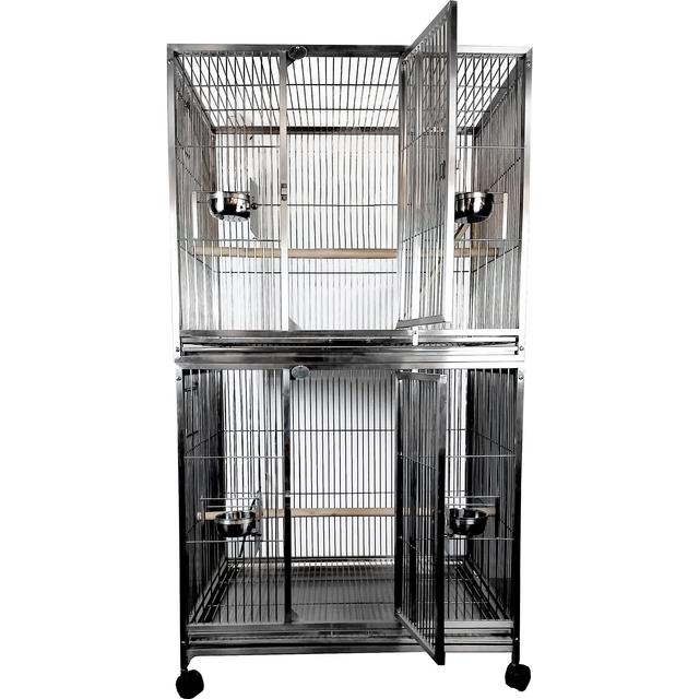 A&E Cage Company Double Stack Breeder Bird Cage, Platinum