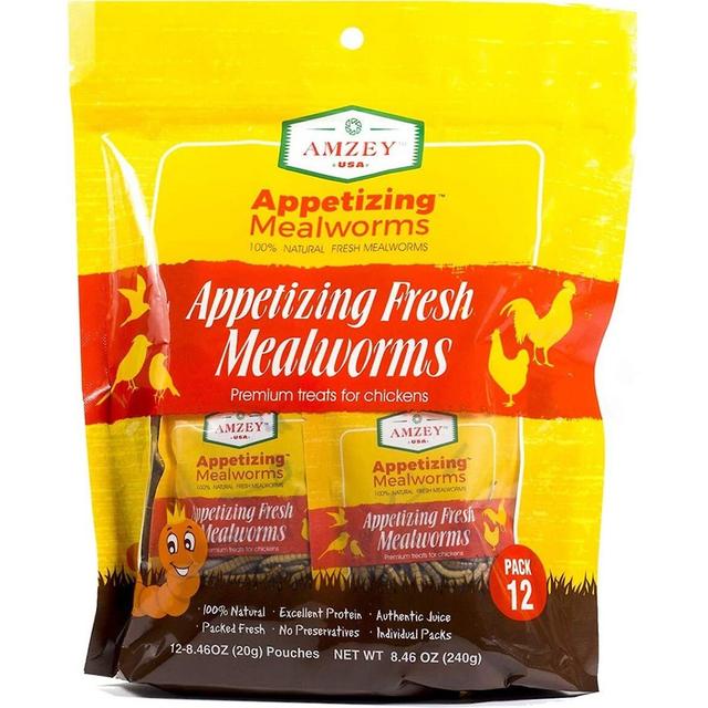 Amzey Appetizing Fresh Mealworms Treats, 8.46-oz bag, 12 count