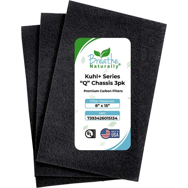 Breathe Naturally Replacement Carbon Prefilters for Kuhl "Q" Series Air Purifiers, 3 count