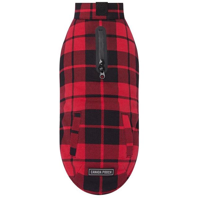 Canada Pooch Thermal Tech Fleece Dog Sweater, Red Plaid, 12