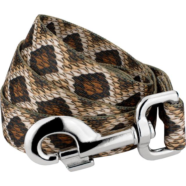 Country Brook Petz Rattlesnake Print Leash, Brown, Medium: 6-ft long, 5/8-in wide