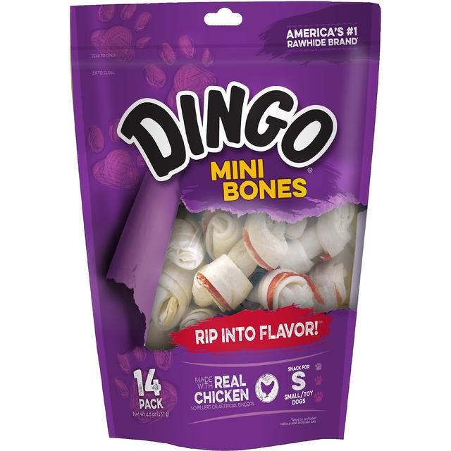 Dingo Mini Bones Chicken Flavor Dog Treat, Small, 14 count