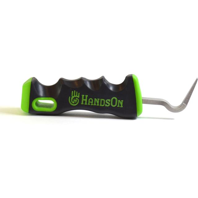 Ergonomic Hoof Pick for Horses with File - Black/Green Grooming Tool