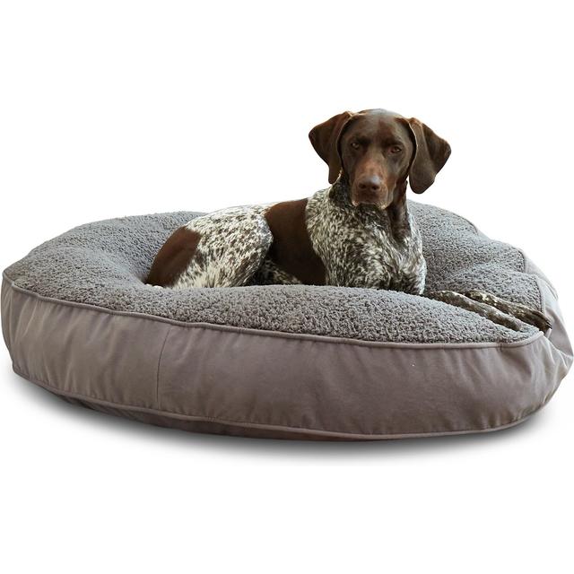 Happy Hounds Scooter Deluxe Round Pillow Dog Bed with Removable Cover, Gray, Large