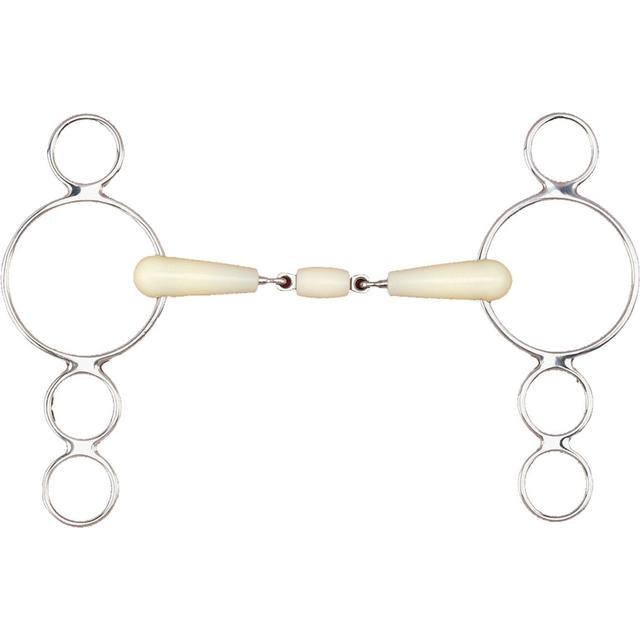 Happy Mouth Double Jointed Roller 3-Ring Gag Horse Bit, 5 1/2-in