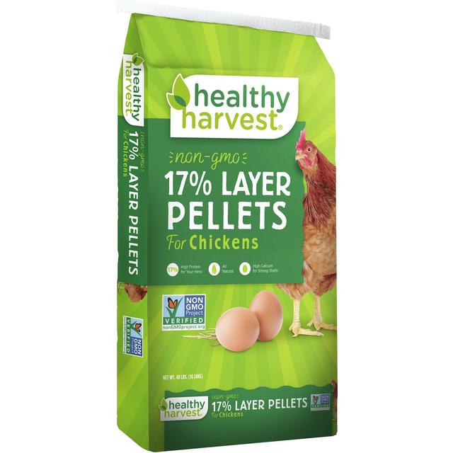 Healthy Harvest Non-GMO 17% Protein Layer Mini Pellets Chicken Feed, 40-lb bag