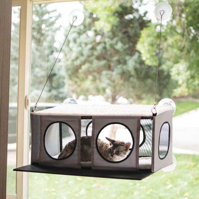 K&H Pet Products EZ Mount Penthouse Cat Window Perch Kitty Sill, Grey & Black