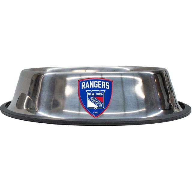 Littlearth Everyday Non-Skid Stainless Steel Dog & Cat Bowl, New York Rangers, Small: 1-cup