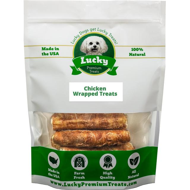 Lucky Premium Treats Chicken Wrapped Rawhide Dog Treats, 12 count