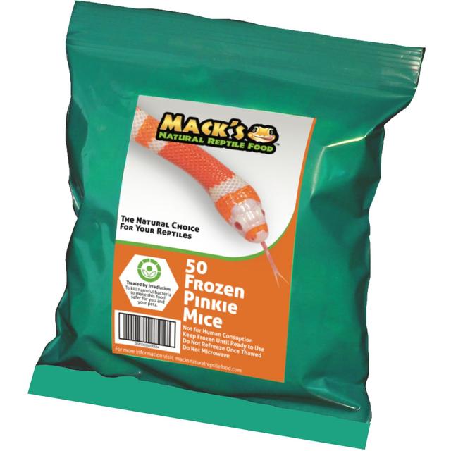 Mack's Natural Reptile Food Pinkie Mice Frozen Reptile Food, 50 count